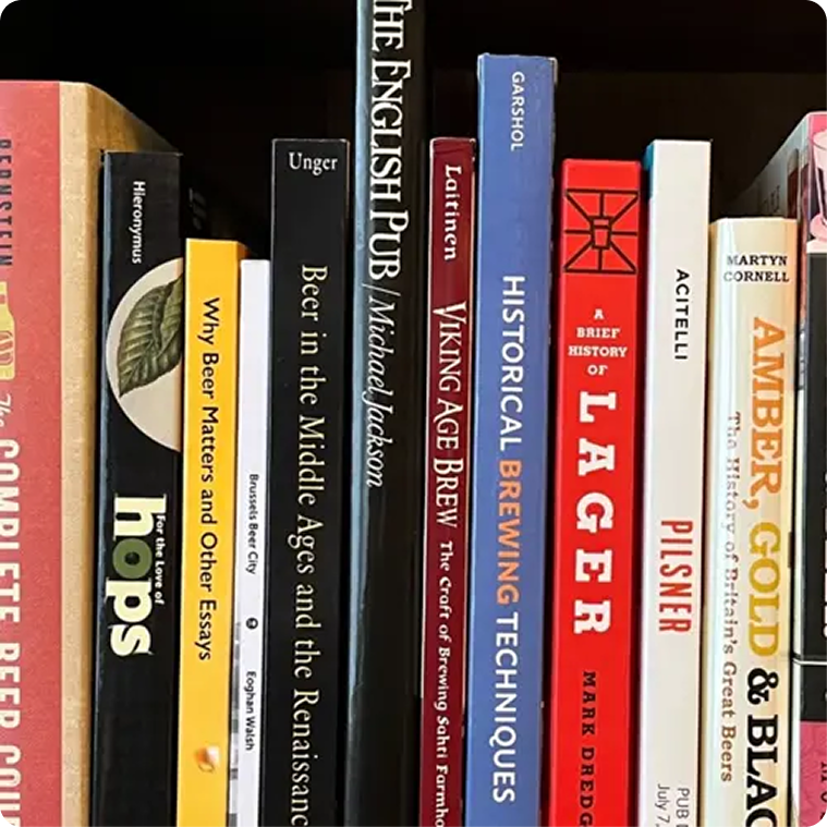 Row of professionally designed book spines on a shelf